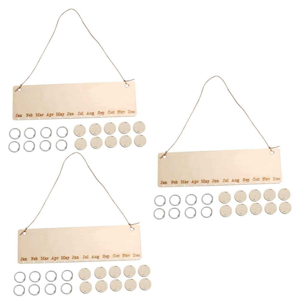 STOBOK 3pcs Chiristmas Calendar Board Hanging Calendar Ornament Calender Family Birthday Calendar Stendig Calendar Plaque Wall Decoration Calentador Reminder Manual Wooden Pendant