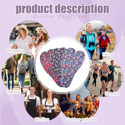 Image of 3 Pairs No Show Socks Sockless Shoe Liners Women
