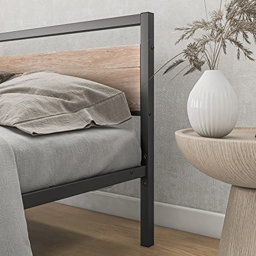Image of BOFENG Full Size Bed Frame with Wood Headboard,Heavy Duty Platform Bed Frame Full with Storage No Box Spring Needed,Reinforced Steel Slats Support,Mattress Foundation,Oak Color