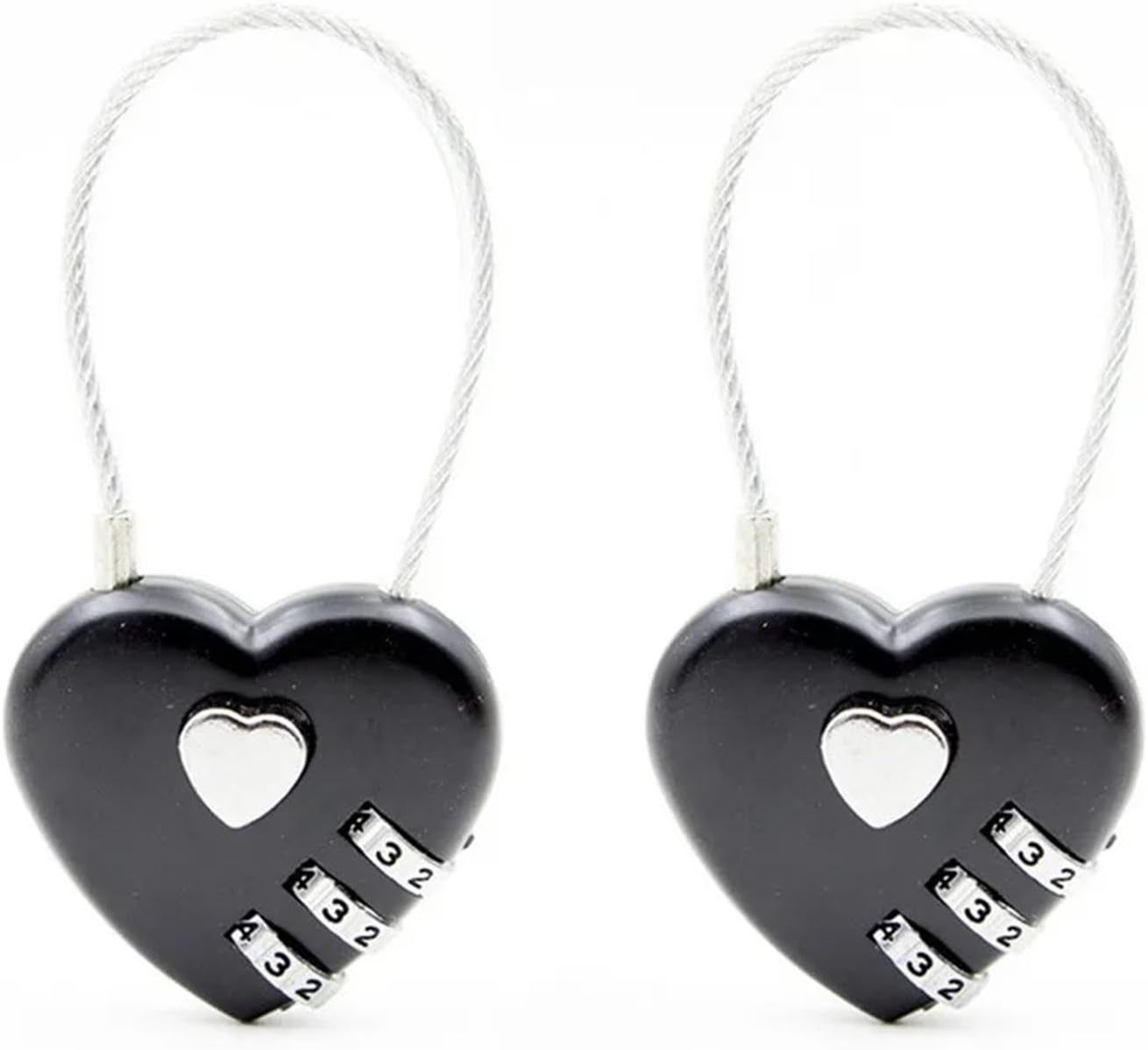 Heart Shaped Padlock 3 Dial Digit Password Lock Luggage Password Padlock Double Mood Love Locks 1Pcs(Red)