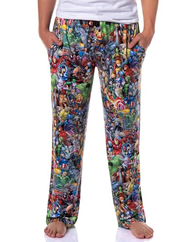 Marvel Pajama Pants Men's Heroes Hulk Captain America Iron Man Lounge PJ Bottoms