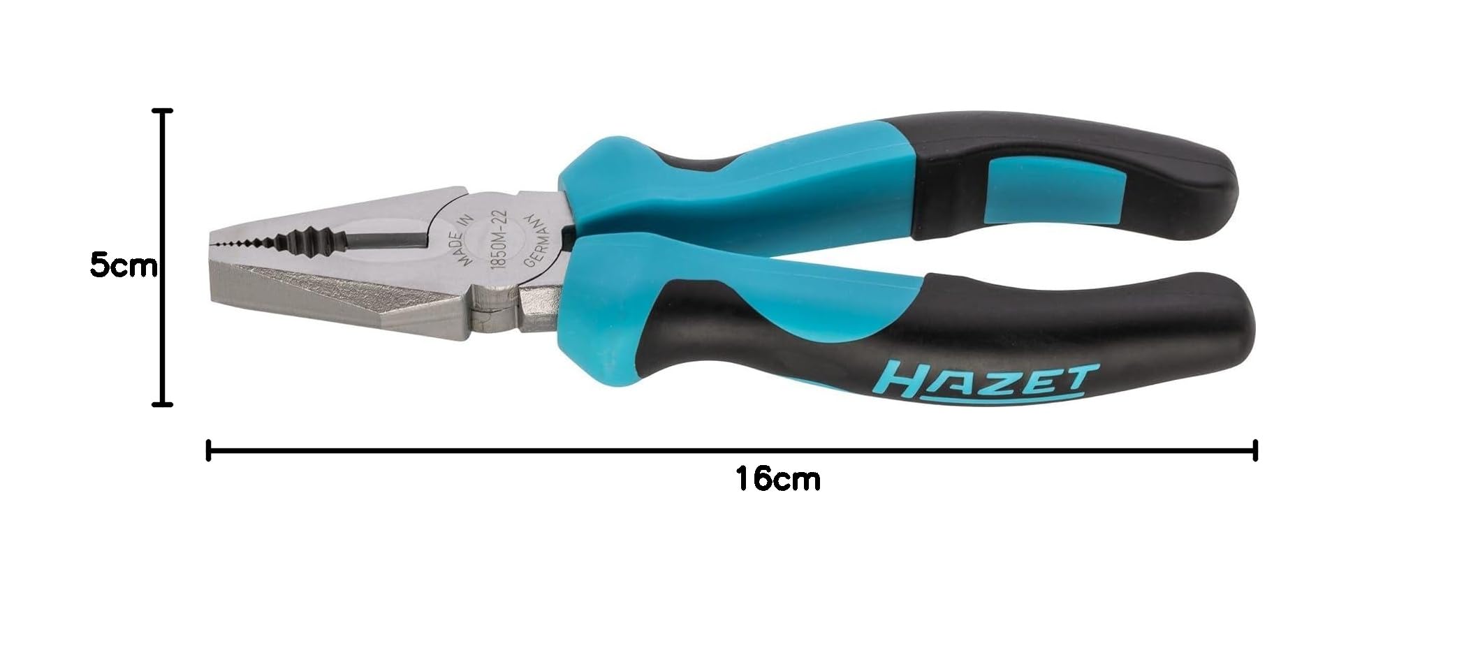 HAZET Kombinationszange 1850M-22 I Induktiv gehärtete Schneiden (Härte: 60 HRC) I Ergonomischer 2-Komponenten-Griff I Für präzises Schneiden von Materialien