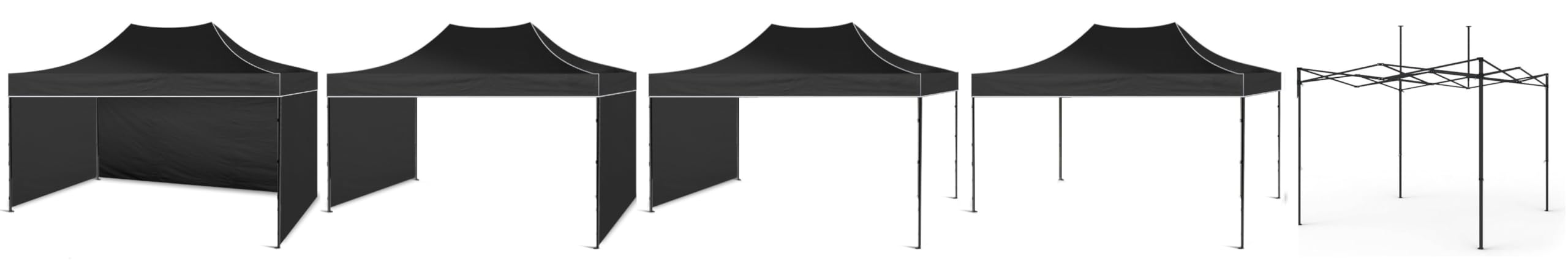 BDW Pavillon - Tente de Réception pour Jardin, Terrasse - Pavillon Étanche, Stable - Pavillon Pliable, 3 Parties Latérales de Pavillon Incluses - Tonnelle 2 x 3 m - Noir