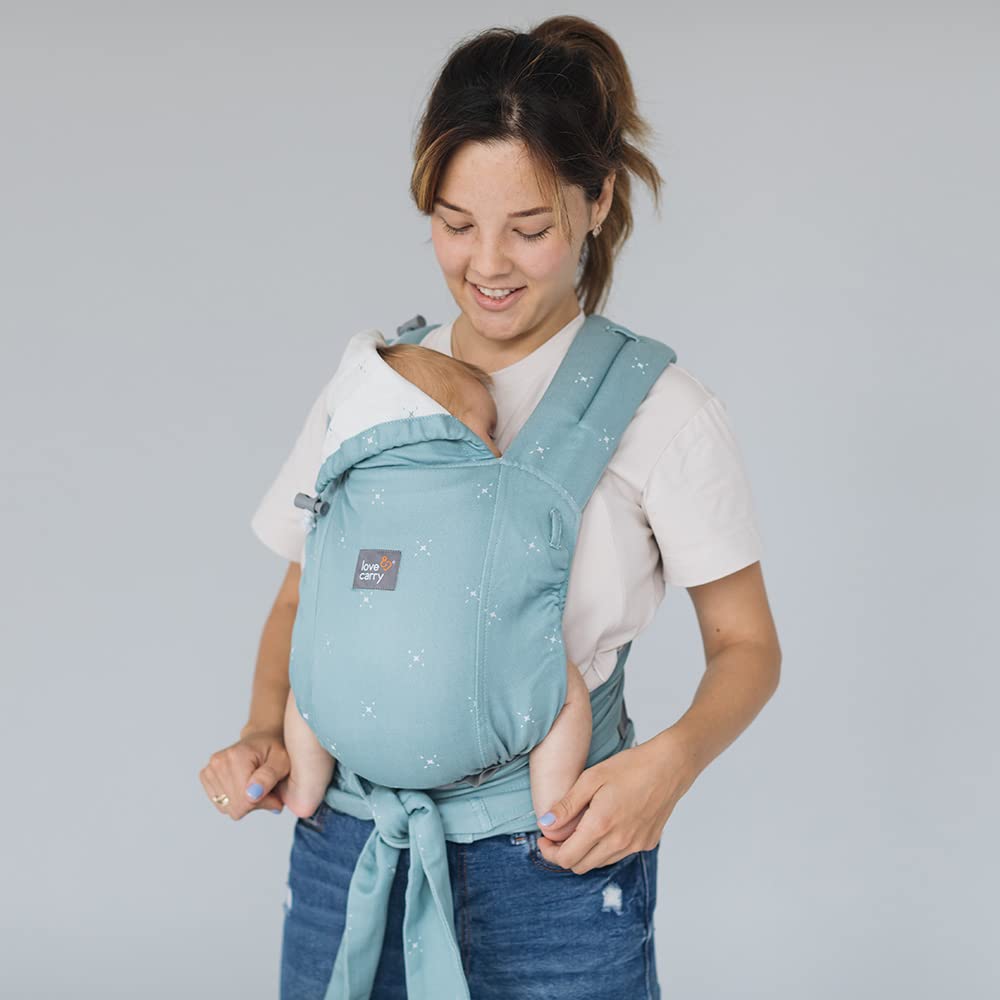Love & Carry LoveTie Half-Buckle Ergonomische Babytrage für Neugeborene (Aquamarine)