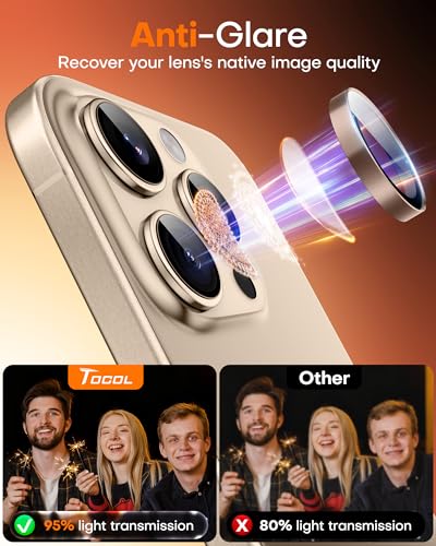 Image of TOCOL for iPhone 14 Pro Max Camera Lens Protector /iPhone 14 Pro Camera Lens Protector Tempered Glass HD Individual Scratch Resistant Cover Accessories Case Friendly 2 Pack(Rose Gold)