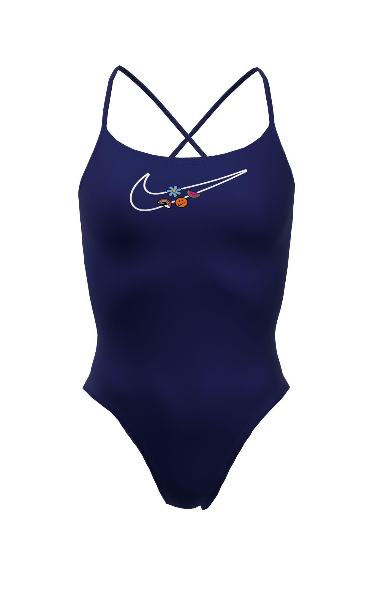 Nike Women's HydraStrong Charm Multi GFX Crossback One Piece Swimsuit Midnight Navy, Size 36