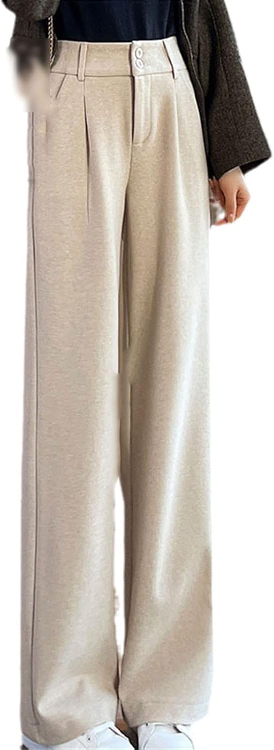 Kelsiop Casual Wide-Leg Pants Female Office Workers Straight-Leg Pants Elegant Trousers