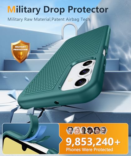 Image of FNTCASE for Galaxy A15-5G Phone Case - Samsung A15 5G Military Grade Drop Protection, 14ft Drop Tested, Screen Protector Included, Anti-Slip Matte Textured, TPU+PC Dual Layer Shockproof Cover (Green)