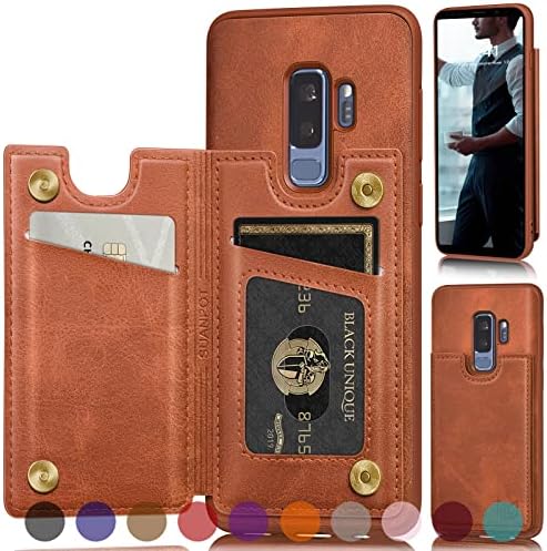 SUANPOT【RFID Blocking for Samsung Galaxy S9+/S9 Plus Wallet case with Credit Card Holder,Flip Book PU Leather Phone case Cover Cellphone Women Men for Samsung S9Plus case (Light Brown)