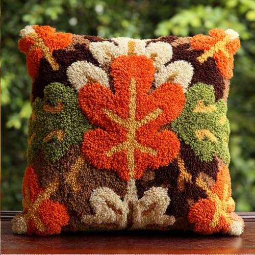 Kit de alfombras con gancho de pestillo fácil para tejer un suave cojín de 43x43 cm