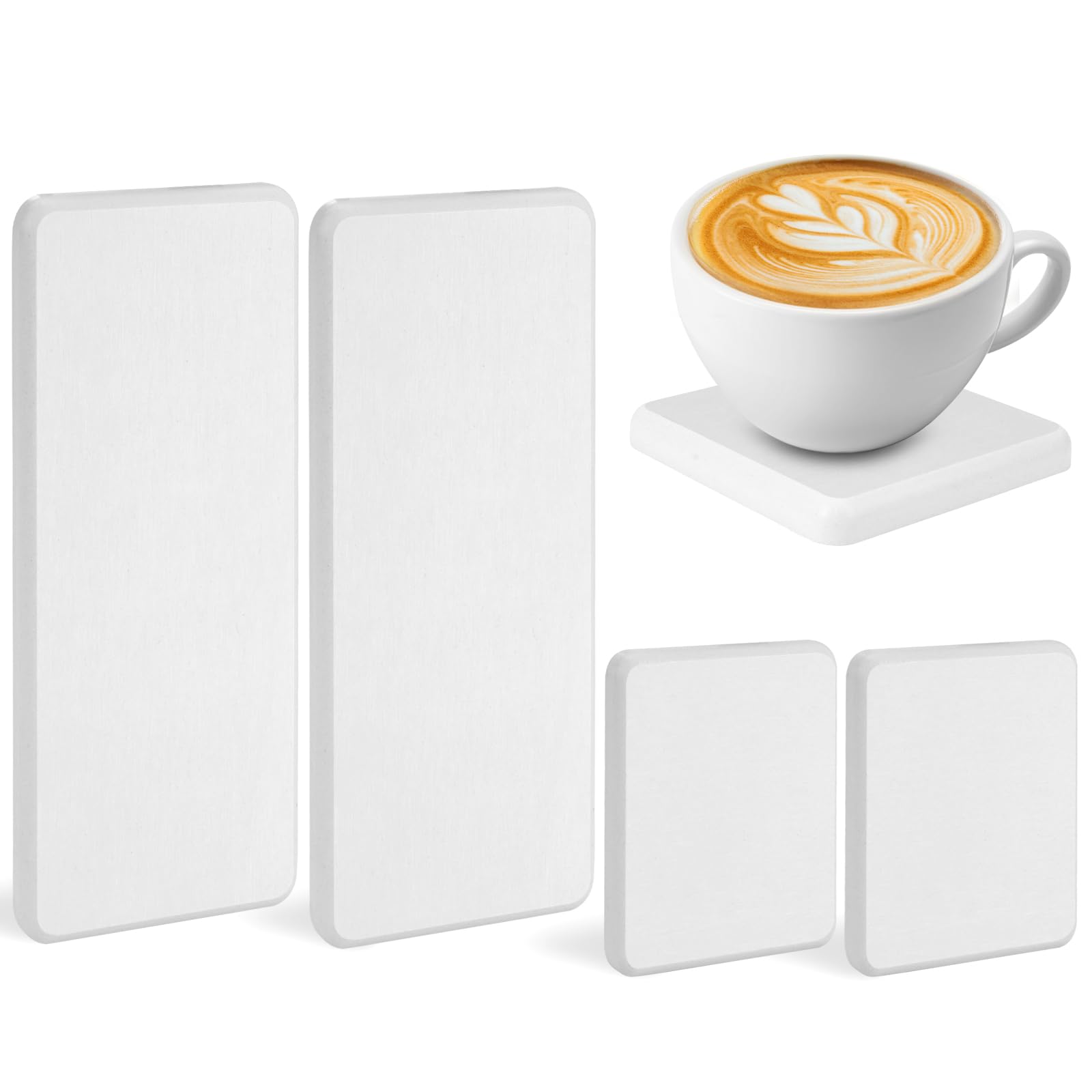 Qivine 4pcs Sottobicchieri in Terra di Diatomee Assorbenti, Vassoio in Pietra Assorbente per Bagno, Forte Assorbimento Dell'acqua, Portasapone Cucina per Cucina e Bagno (Bianco