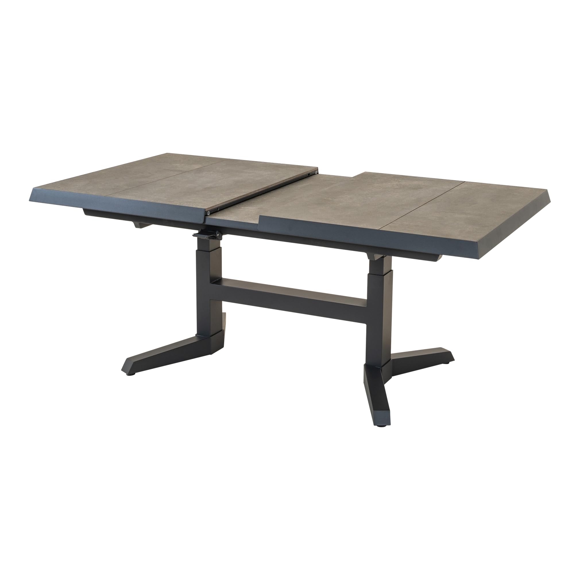 Lesli Living Keramik Ausziehtisch Murcia, Gartentisch, Anthrazit | Ausziehbar 143 auf 183 x 88 cm, Stufenlos Höhenverstellbar H 54-74 cm, Keramikplatte, Wetterfest, Outdoor