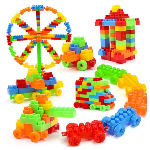 Image of Zest 4 Toyz Building Blocks for Kids STEM Educational Construction Toys with Wheels Interlocking Bricks Learning Activity Set for Toddlers Boys and Girls Age 3+ Multicolor (103 Pcs)
