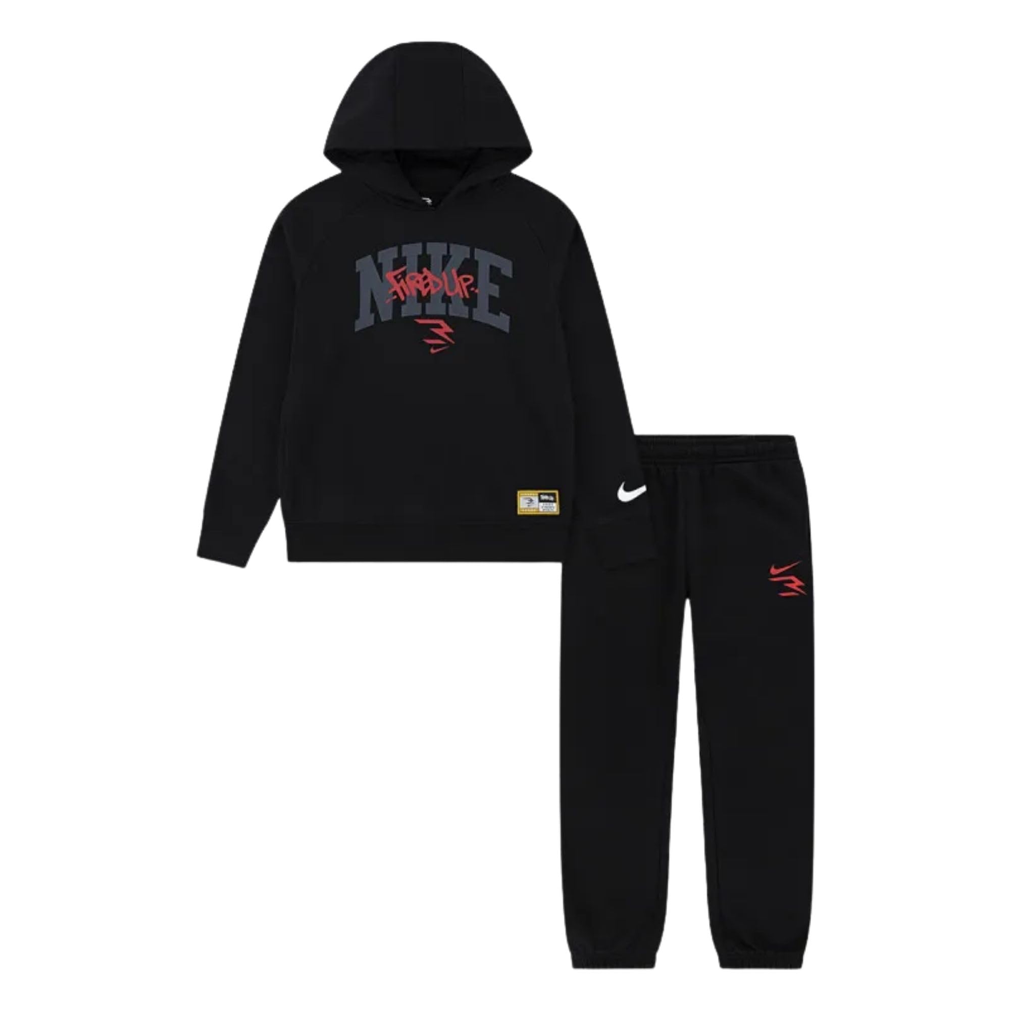 NIKE 3Brand - Chándal para niño Fired Up negro, código 9Q1211-023, Negro/Rojo/Gris, 10-12 años
