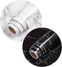 Papel de Parede 5 METROS x 60CM Adesivo Autocolante Marmore brilhante Envelopamento Mesa Vidro Moveis (Preto)