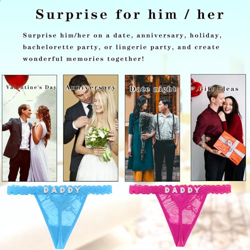 Image of Women's Personalized Thongs with Funny Rhinestone Letters, Custom Name Underwear Panties for Couples