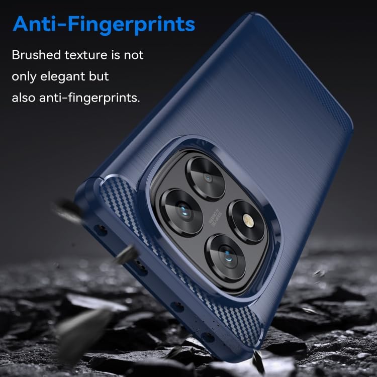 Image of NPRC Hybrid Ultra Slim Protective Case TPU Non-Slip Carbon Fiber Texture Shockproof Case Cover for Redmi Note 14 Pro - Blue
