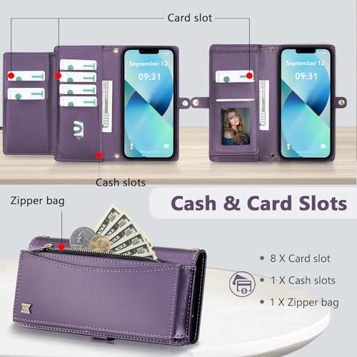 BLISLIAR Wallet Case for iPhone 13,RFID Blocking,Crossbody,Purple by BLISLIAR - Used condition - Image 3