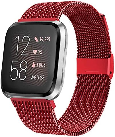 JuQBanke Bands Compatible for Fitbit Versa/Versa Lite Edition/Versa 2 Smart Watch for Women and Men,Metal Stainless Steel Replacement Wristbands for Fitbit Versa Smart Watch