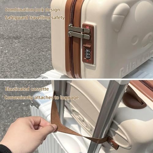 Image of Vanity Case for Women - Hard Shell Cosmetic Travel Bag | Portable Makeup Box | Small Suitcase Style Organizer for Travel, Waterproof & Lightweight-Beige-Pack of 1