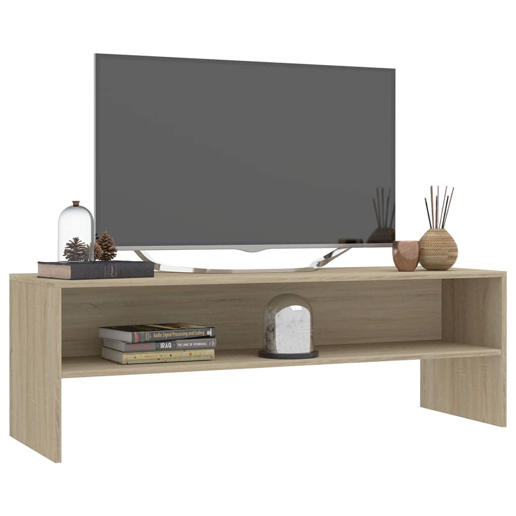 Mobile TV in rovere Sonoma, 120 x 40 x 40 cm, in legno, con scomparto aperto, spazio e ripiano, mobile per soggiorno, per gaming, home theater e arredamento moderno