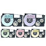 カシオ用 ネームランド 互換 テープカートリッジ 24mm ソフト 全5色セット