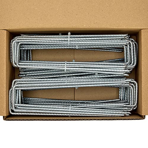 Pack of 100 Staples Galvanised Steel Notched Diameter 4 mm Length 20 cm Width 5 cm - Mulching Clips, Wire Attachment and Nets - Image 2