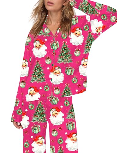 Image of SHESHOW Satin Pajamas for Women Set Long Sleeve Button Down Sleepwear 2 Piece Nightwear Women Pjs Sets Size XS-XXL