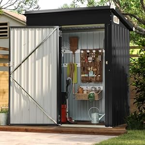 Aoxun 3x4FT Outdoor Storage Shed Metal Storage Shed with Lockable Door Steel Utility Tool Shed Outdoor Storage for Backyard Garden Patio Lawn Black