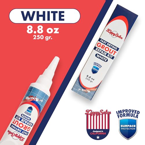 Image of ZippySolve Tile Grout, Repair Kit, Restore & Renew Tile Joints Line, Fast Drying Grout Paint Squeeze Tube for Bathroom Shower Kitchen Floor, Waterproof (8.8 oz, White)
