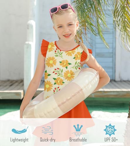 Image of Girls Swimsuit 2 Piece Ruffle Bathing Suit UPF 50+ Tankini Swimsuit Skirt with Lining Size 3-10