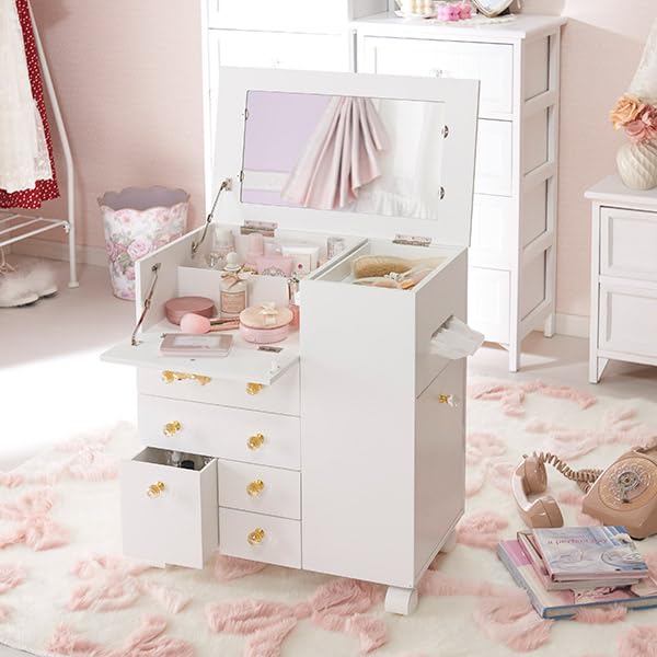 たっぷり収納コスメワゴン／リボン＆クリスタル取っ手 Amazon.co.jp: ロマンティックプリンセス たっぷり収納コスメワゴン