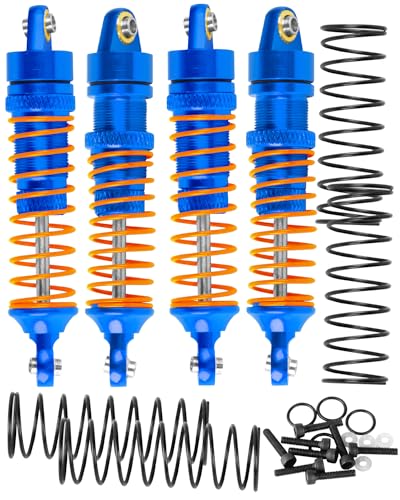 RcarmubWow RC Aluminium Shock Absorber Upgrades Part for 1/18 LaTrax Teton,LaTrax Desert Prerunner,Front Rear Full Metal Dampers RC Shocks,Replace #7660#7665,4PCS,Navy Blue