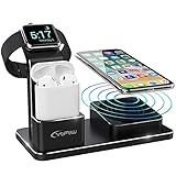 YFW Apple Watch Ladestation, 3 in 1 Wireless Charger für XS Max/Xs/XR/X/8/8 Plus, 10W Qi Ladegerät...