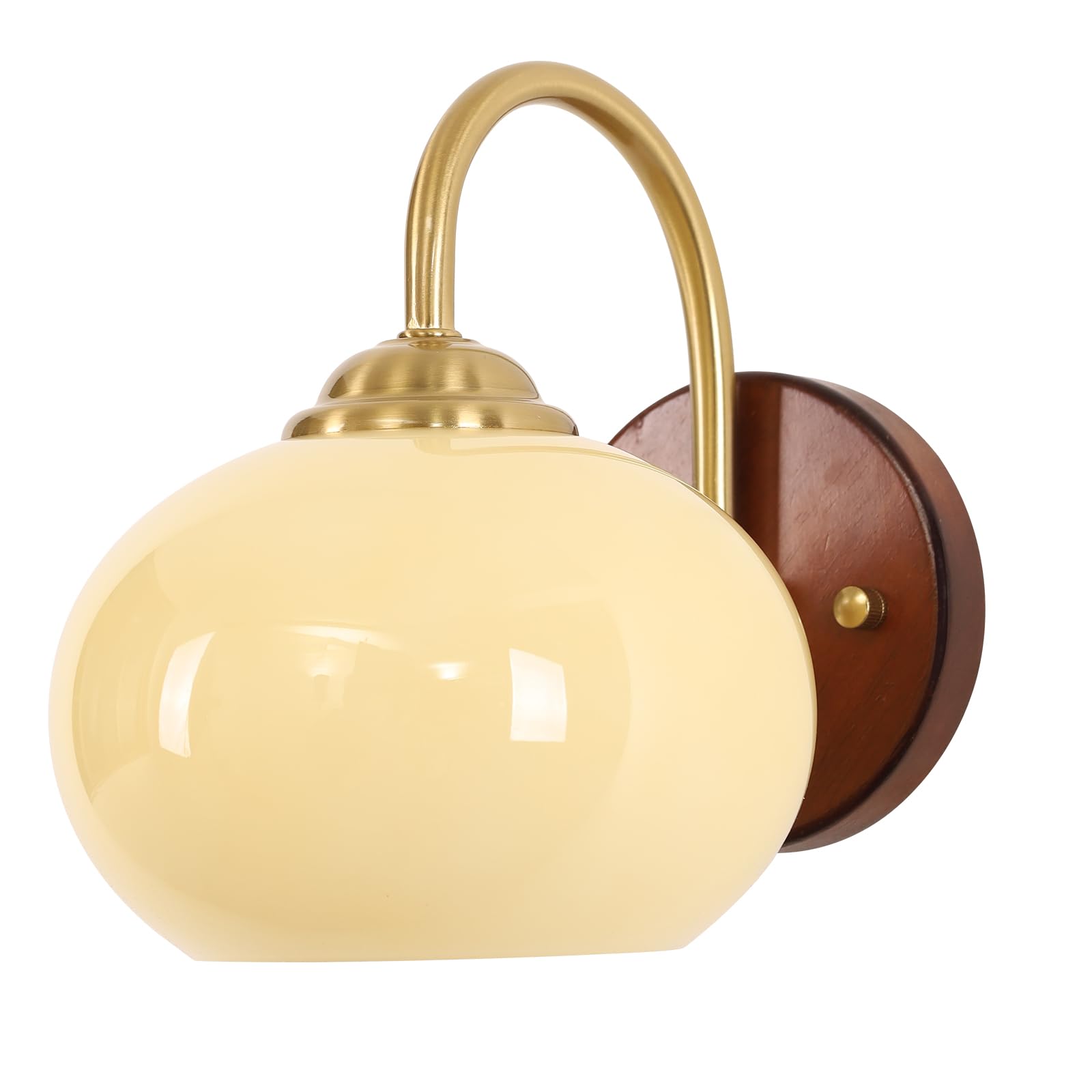 KHUKHU Black Gold Wall Sconce Glass Globe Bedroom Wall Sconces Hardwired Brass Bedroom Wall Light Fixture Modern Hallway Wall Sconce(Yellow)
