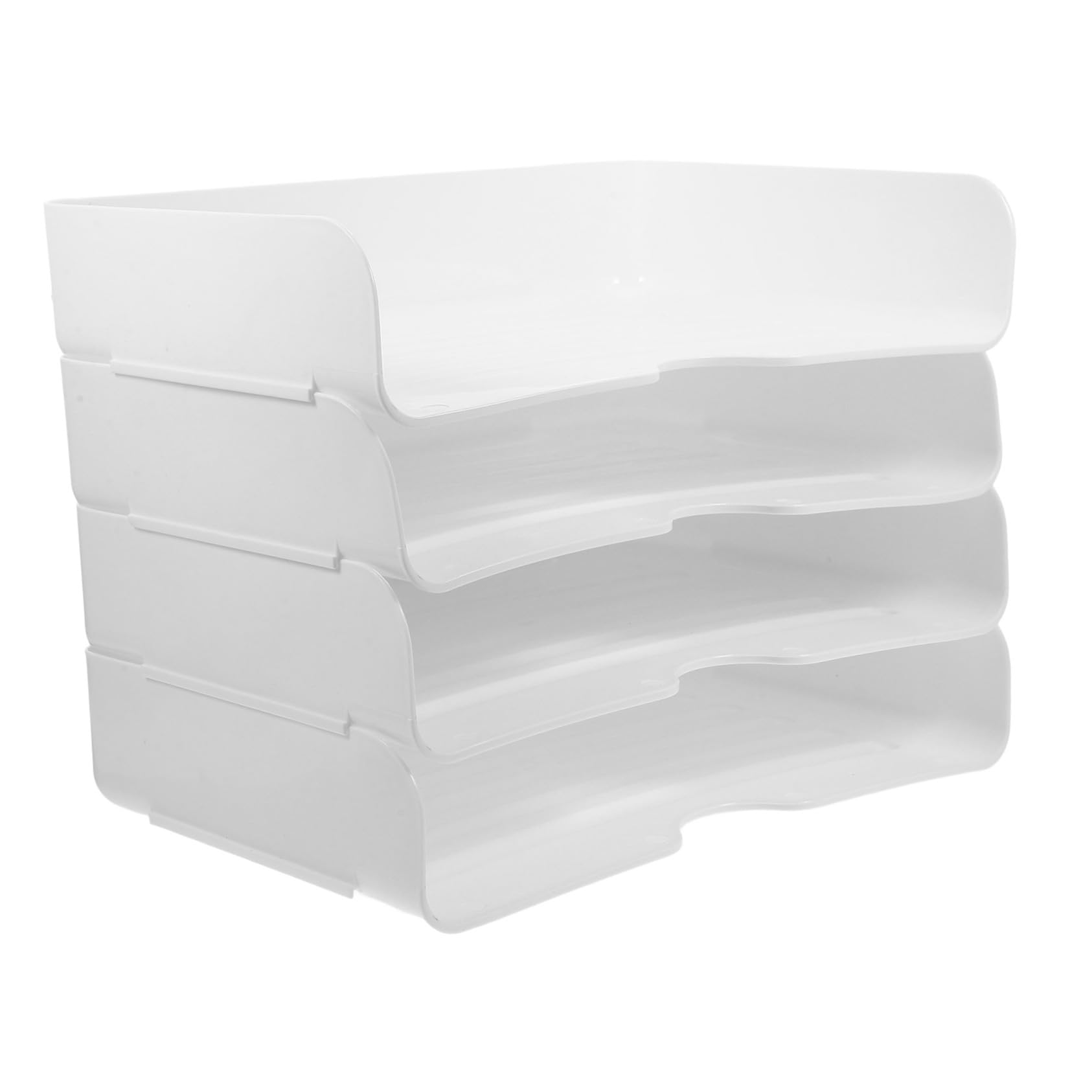 Bandejas Apilables para Escritorio A4, 4 Piezas PP Blanco