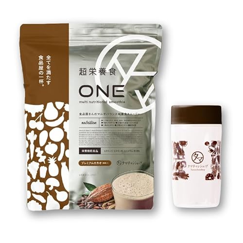 タマチャンショップ 超栄養食ONE 完全栄養食 ドリンク 【1杯で1日の半分の栄養/たんぱく質27g】 ビタミン ミネラル プロテイン 酪酸菌 発酵のチカラ プレミアムカカオ 480g(15食分) シェイカー付き
