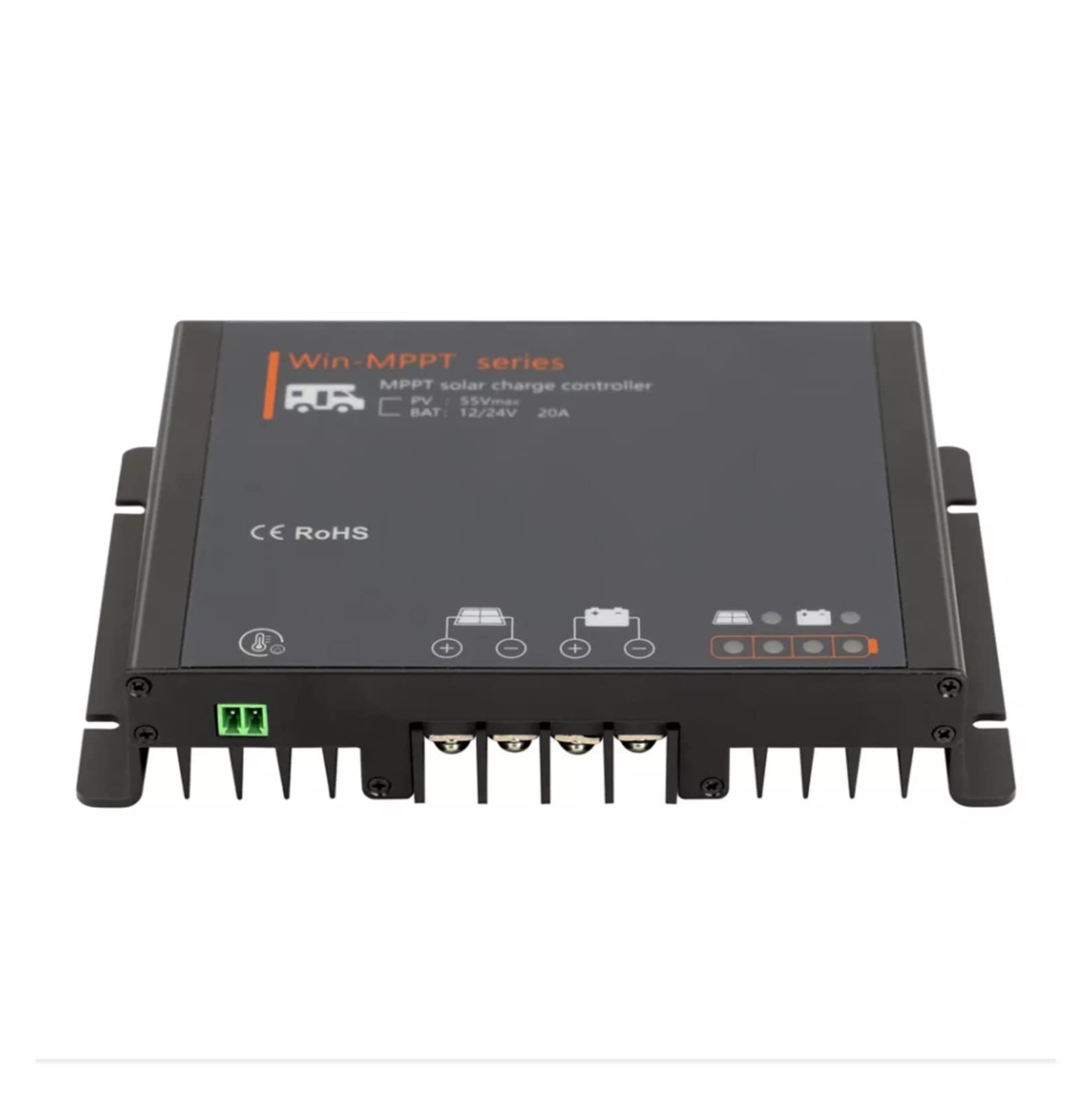 Controlador de Carga Solar, Controlador Solar MPPT RV 50V PV Voltaje de Entrada 20A for batería de Litio líquido AGM de Gel 12V 24V Sistema Impermeable IP54 Carga Estable y de Alta eficiencia