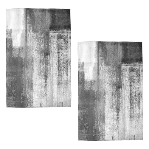 Black Grey White Kitchen Towels 16x24 Inch 2 Pcs,Gray Boho Abstract Art Painting Decorative Dish Towels,Modern Geometric Farmhouse Decor Hand Towels Absorbent Dishcloth for Home Kitchen Dining