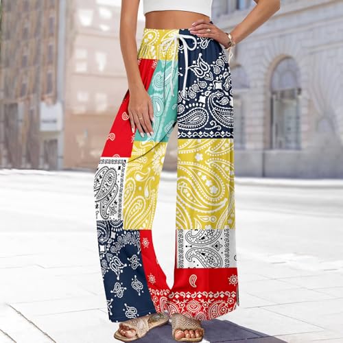 Summer Pants for Women 2025 Wide Leg High Waist Drawstring Culottes with Pockets Palazzo Pants Casual Beach Vacation Clothes3