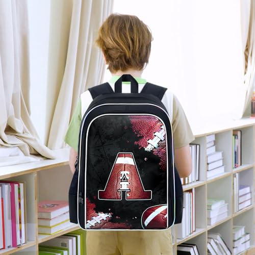 Image of AGSDON 3PCS Rugby Backpack for Boys, 17 inch Kids Bookbag Water Resistant and Lightweight with Lunch Box for Teen