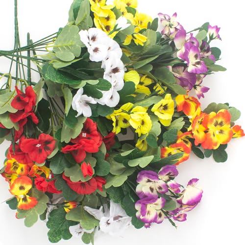 Grunyia 10-PANSY-MIX Bundles Artificial Flowers Fake Pansy Faux Plastic Flowers thumb #2