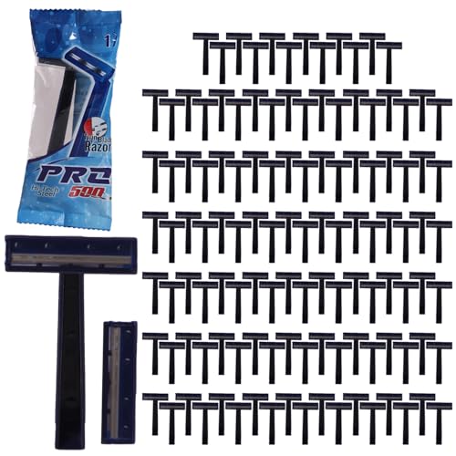 PRO500 Disposable Razors Individually Wrapping Pouch Pack Men Bulk Plastic Shavers Multipurpose Portable Manual Disposable Shavers for Bathing Hotel Travel(120 Pcs)