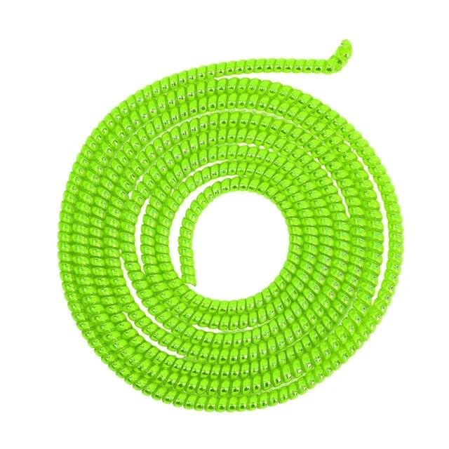 Image of J'TTON Spiral Metallic Color (2 Pcs) 1.2 Meters Each-Full Size Cable Cord Charger Protector Winder for iPhone & Android USB Charging Cables, Earphones, Lightning Cable (Green)