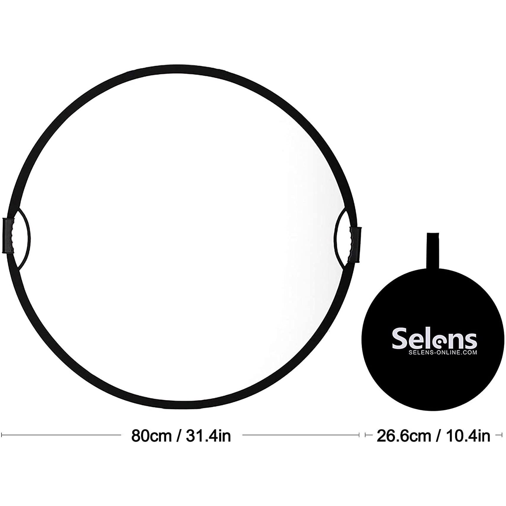 Selens 80cm Réflecteur de Lumière Diffuseur de Lumière 5 en 1 avec poignée et Sac de Transport - Blanc, Noir, doré, argenté pour l'Éclairage de Studio de Photographie et l'Éclairage Extérieur