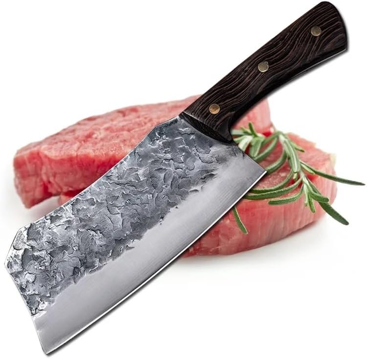 Meat Cleaver,Cleaver Knife, Chinese Handmade Forged Chef Knife Stainless Steel Kitchen Knife for Meat Bone Fish Vegetables Butcher Knife Cleaver Slice Knife
