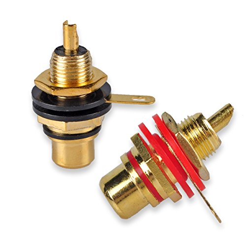 Conwork 6-Pack RCA Female Socket Connector Chassis Panel Mount Adapter for Amplifier Audio Terminal RCA Plug