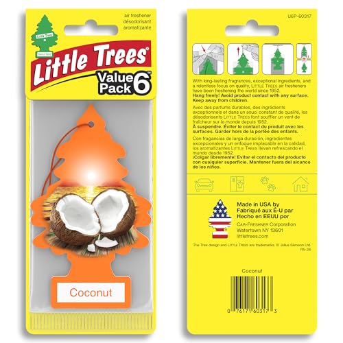 Image of LITTLE TREES Car Air Freshener | Hanging Tree Provides Long Lasting Scent for Auto and Home | 24 Air Fresheners |Coconut