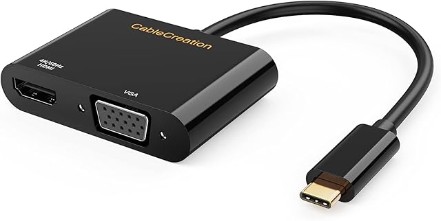 CableCreation USB C to HDMI VGA Adapter, USB C to HDMI 4K 60Hz VGA 1080P 60Hz Converter for MacBook Pro Air iPad Pro Dell XPS 13/15 Surface Go Chromebook Galaxy S22 S21 S20 etc