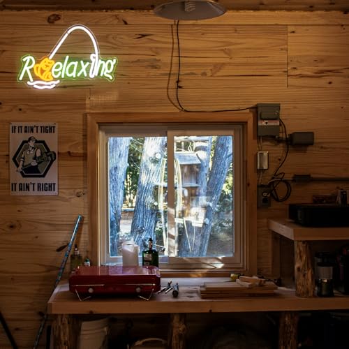 Image of Relaxing Neon Sign Fishing LED Sign Fish Neon Light for Wall Man Cave Decor